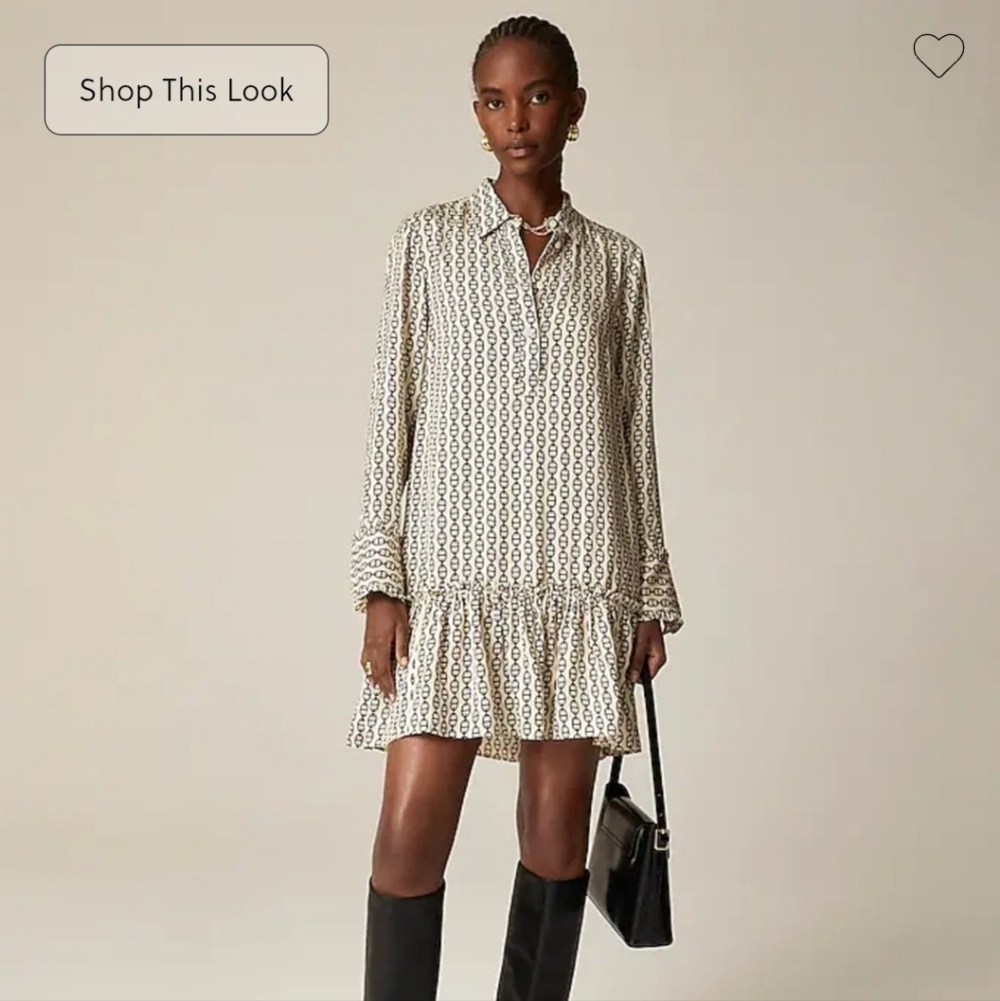 J Crew Amelia popover shirtdress in vintage links prints CF661 Size XXS NWT